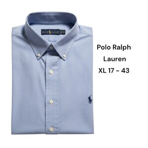Polo Ralph Lauren 17 43 XL Long Sleeve Light Blue Button Down Dress Shirt Cotton